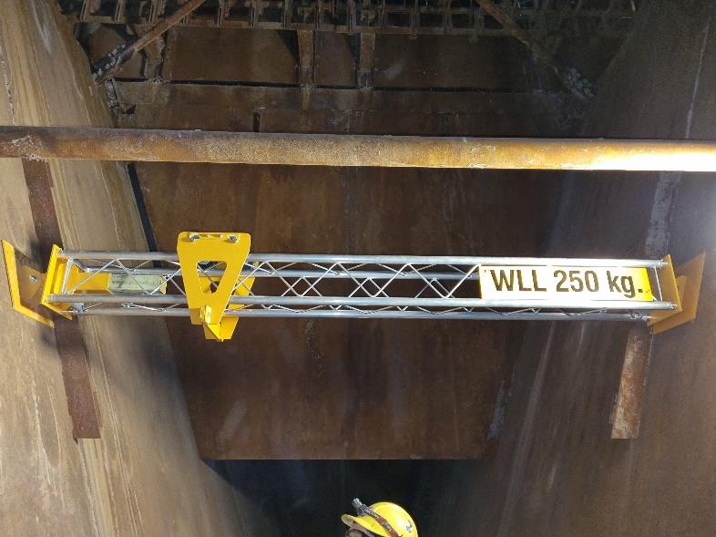 Temporary lifting beam and crane system